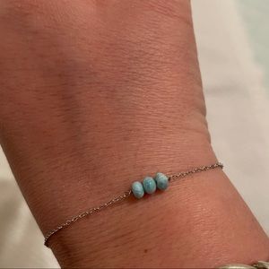 Dainty Sterling Silver 3 Bead Larimar bracelet